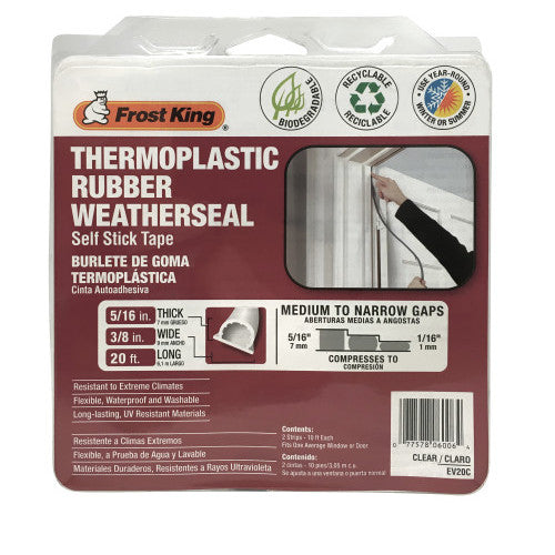 Frost King Thermoplastic Rubber Weatherseal 3/8W x 5/16-In. T x 20-Ft., White (3/8