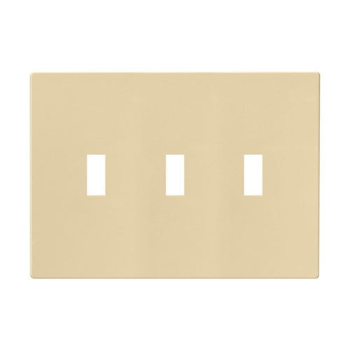 Cooper Wiring Devices 3-Gang Screwless Toggle Switch Mid Size Wall Plate, Ivory