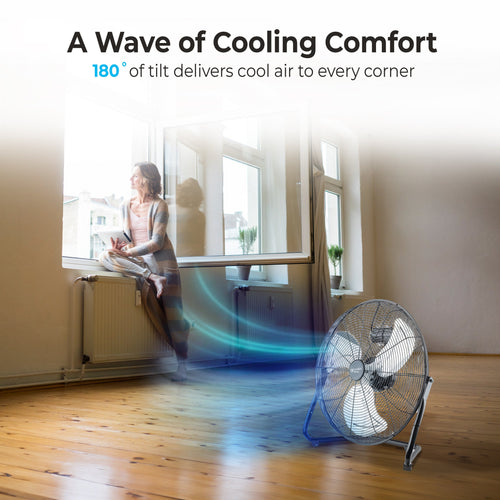 Comfort Zone 20 3-Speed Floor Fan with 360-Degree Adjustable Tilt