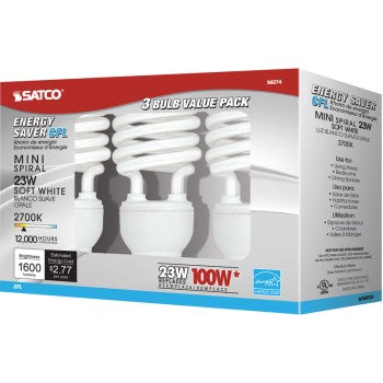 Satco Products S6274 3pk Spiral Cfl Bulb