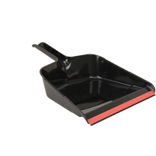 Laitner Brush Company 11 Black plastic dustpan with rubber lip