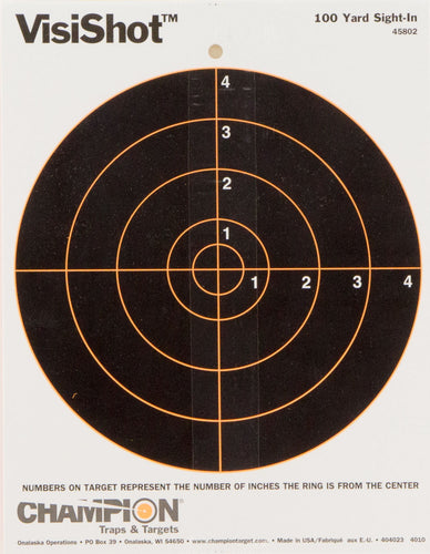 Champion Targets 45802 VisiShot Interactive Paper 8.50 x 11 Bullseye White Target Paper w/Black Target & Orange Accents 10 Per Pack
