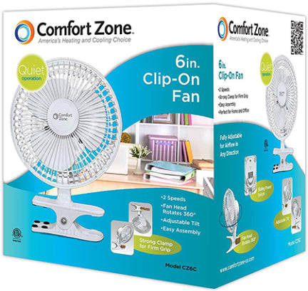 DESK FAN 6 IN COMFORT ZONE WT