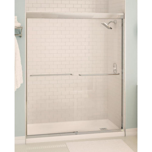 Maax Aura 59.5 In. W. X 71 In. H. Chrome Frameless Clear Glass Sliding Shower Door