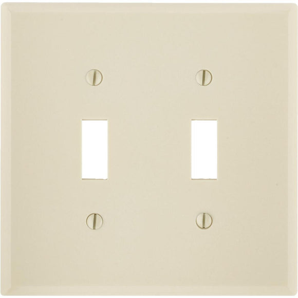 Leviton 2-Gang Smooth Plastic Mid-Way Toggle Switch Wall Plate, Ivory