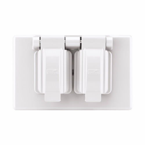 Eaton Cooper Wiring Non-metallic Duplex Receptacle Cover, White Horizontal (White, Horizontal)