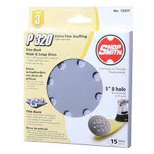 Shopsmith 5-Inch Hook & Loop 8 Hole Sanding Discs 320 Grit